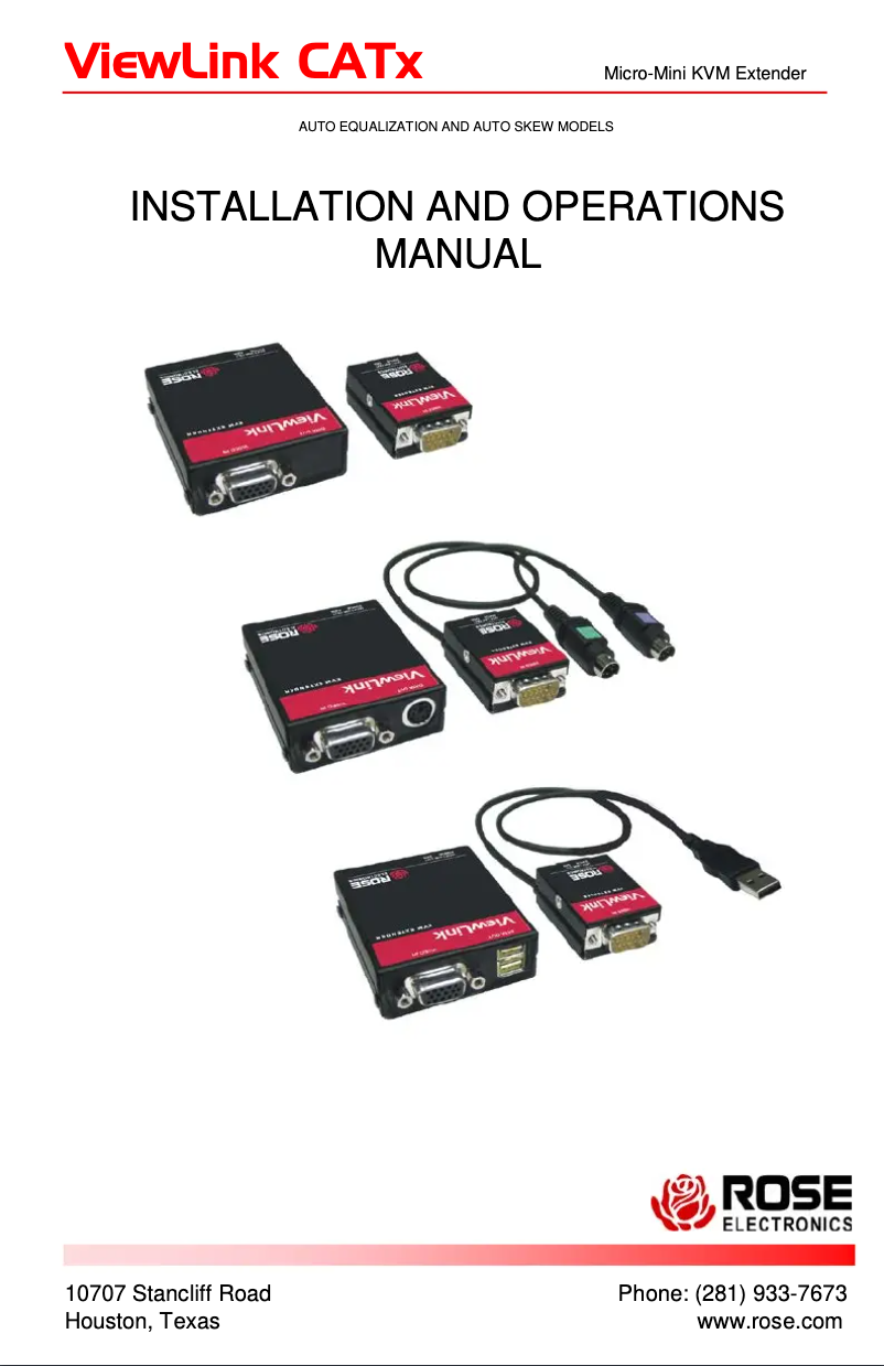 Page 1 de la notice Manuel utilisateur Rose Electronics ViewLink CATx
