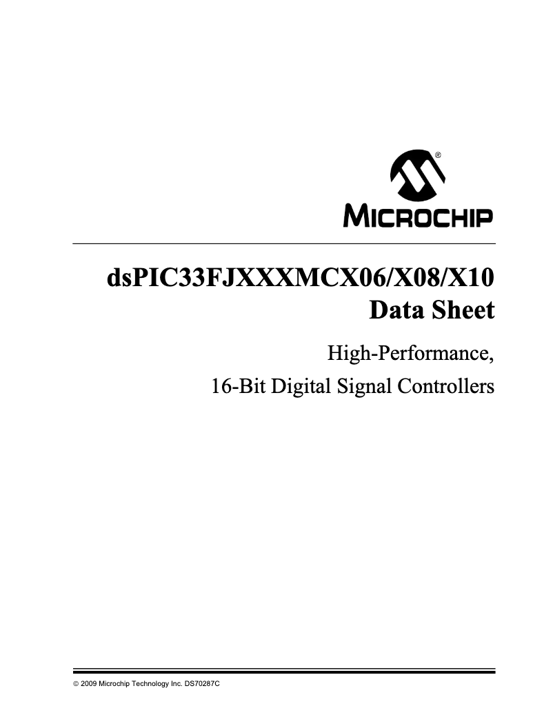 Page 1 de la notice Fiche technique Microchip dsPIC33FJ64MC508