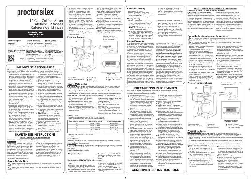Page 1 de la notice Manuel utilisateur Proctor Silex 43687