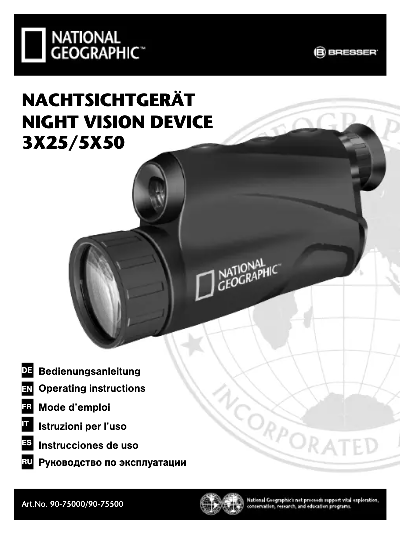 Page 1 de la notice Manuel utilisateur Bresser National Geographic 5X50