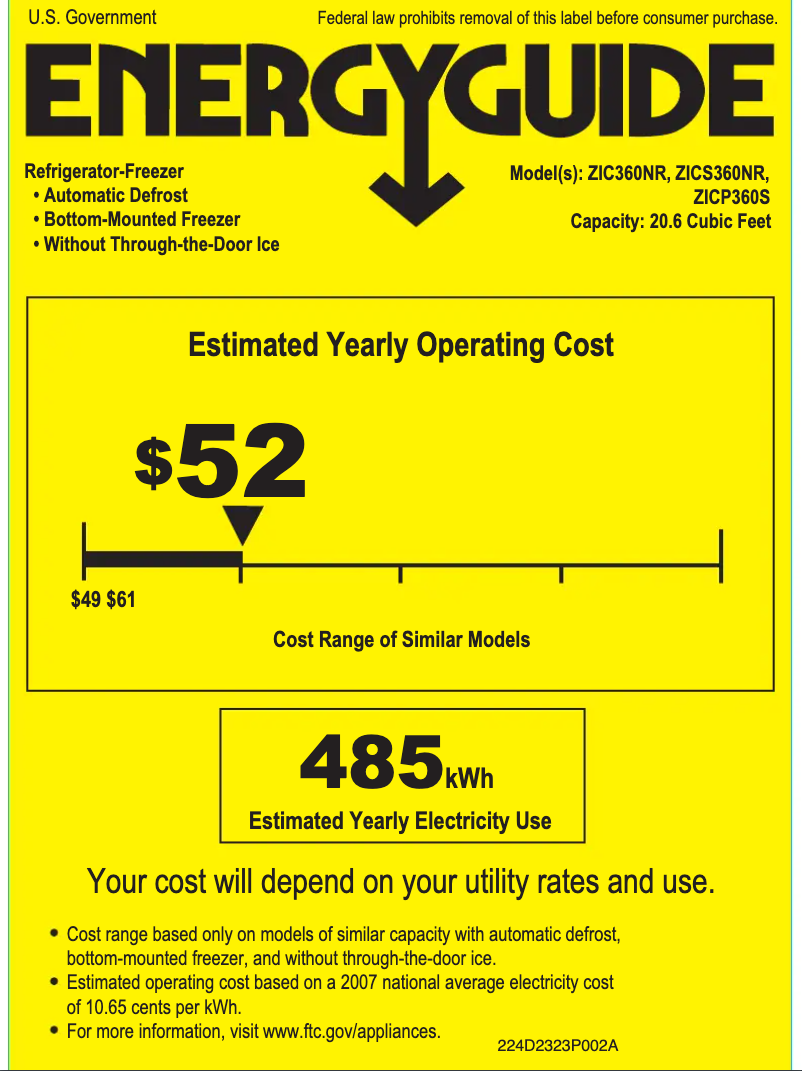 Image de la première page du manuel de l'appareil ZICS360NRLH