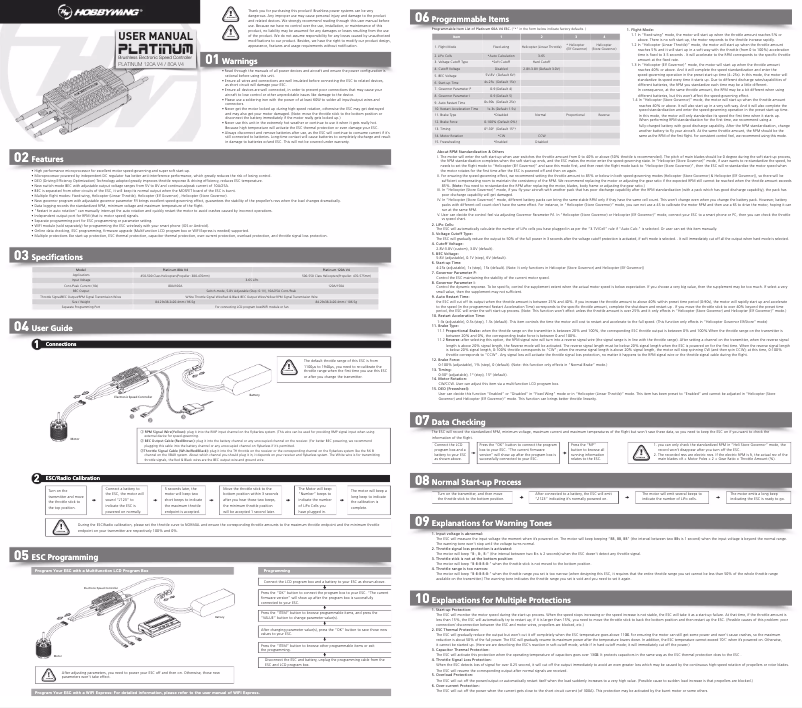 Page n°1 - Manuel utilisateur Hobbywing Platinum PRO V4 -120A