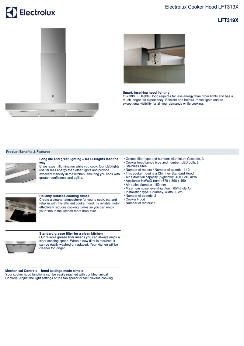 Page n°1 - Fiche technique Electrolux LFT319X