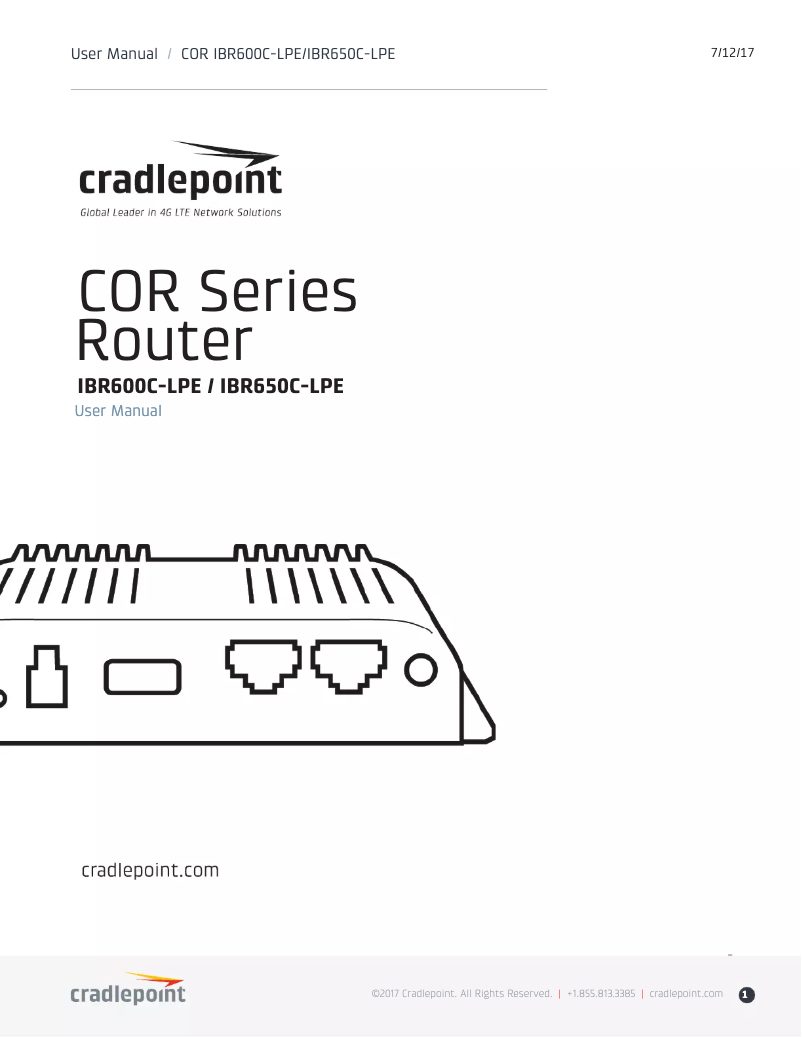 Page 1 de la notice Manuel utilisateur Cradlepoint COR IBR600C-LPE