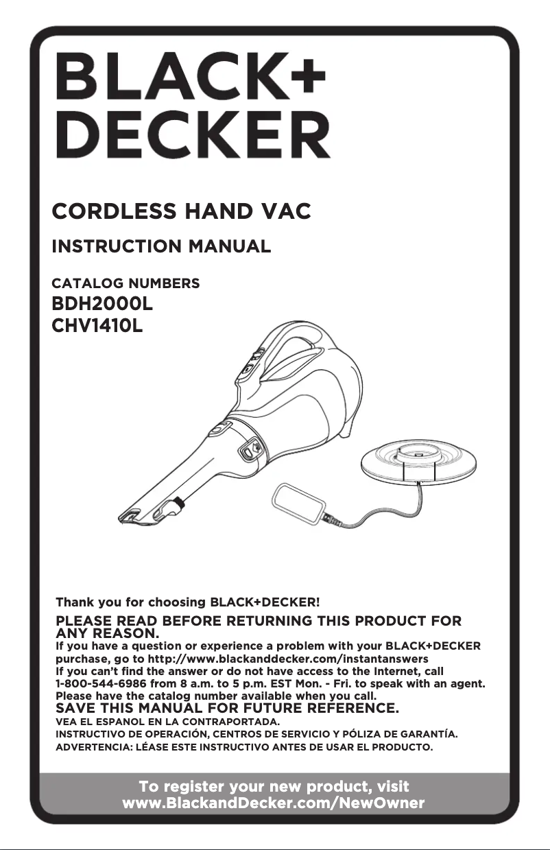 Page 1 de la notice Manuel utilisateur Black & Decker Dustbuster CHV1410L