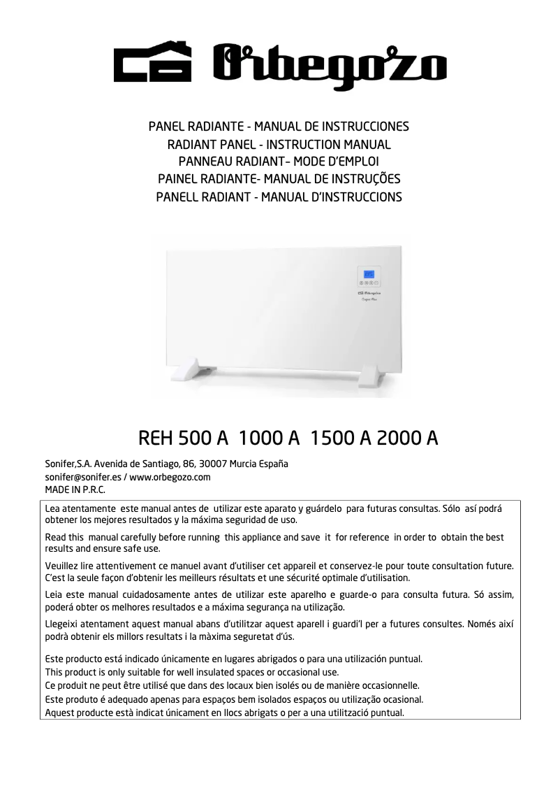 Page n°1 - Manuel utilisateur Orbegozo REH 1500