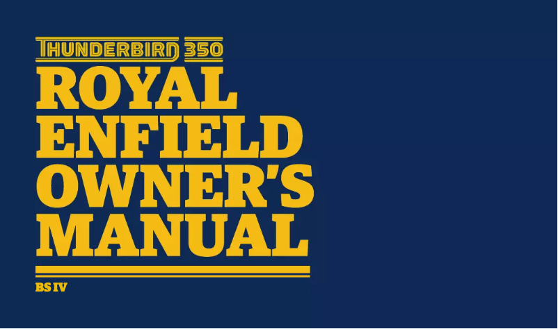Page 1 de la notice Manuel utilisateur Royal Enfield Thunderbird 350 (2017)