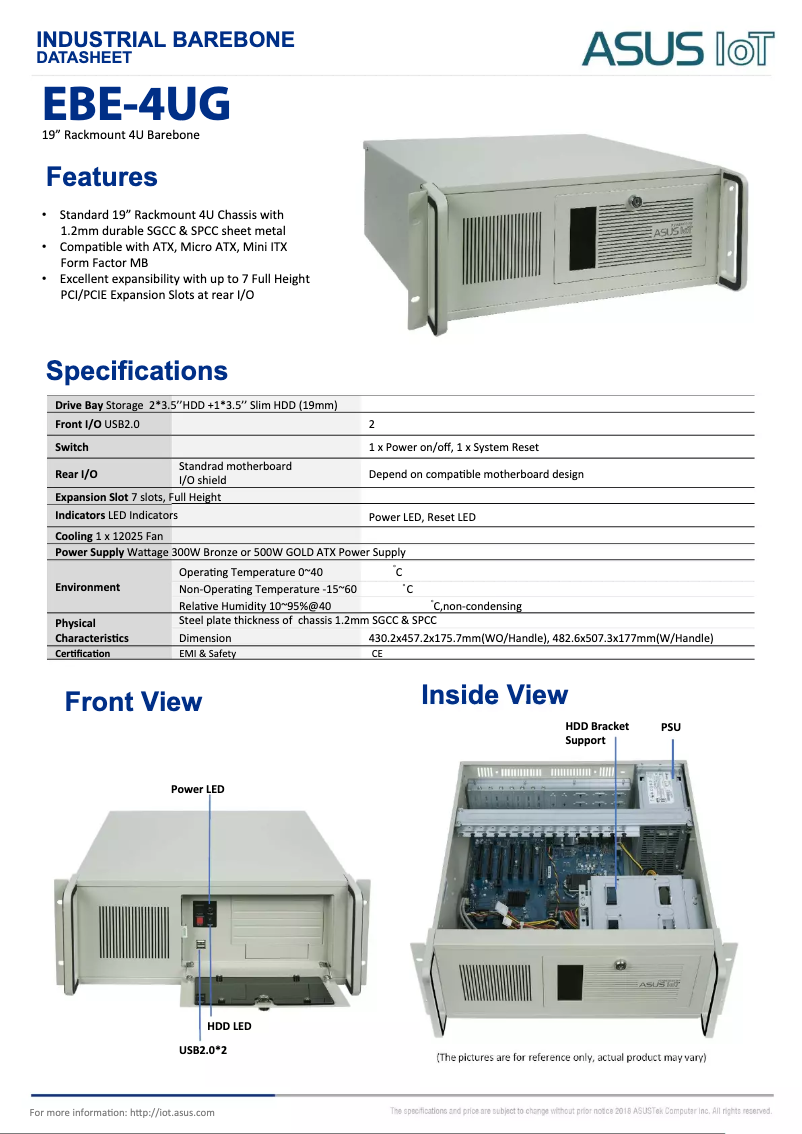 Page 1 de la notice Fiche technique Asus EBE-4UG