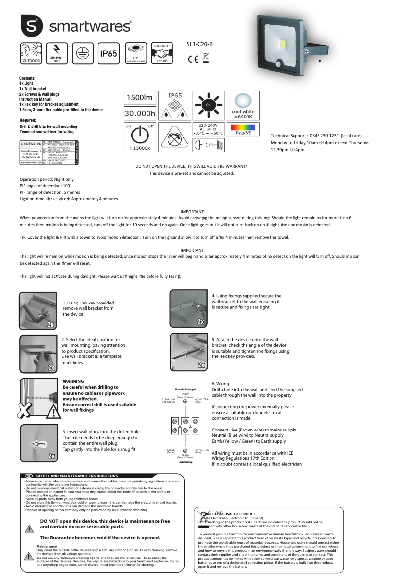 Page 1 de la notice Manuel utilisateur Smartwares 20.003.54