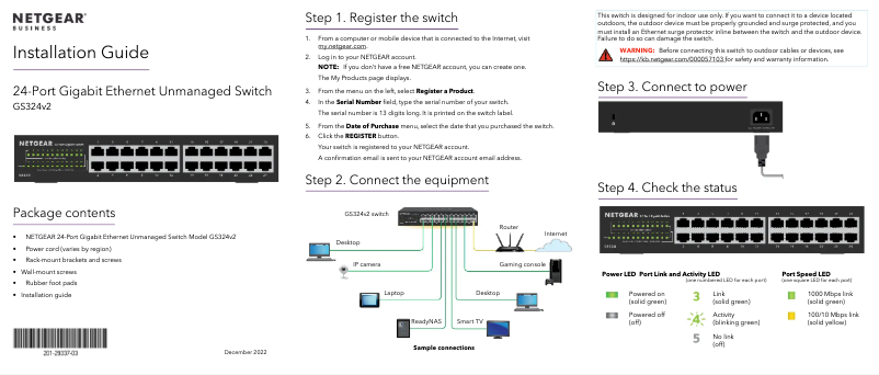 Page n°1 - Mode d'emploi Netgear GS324v2