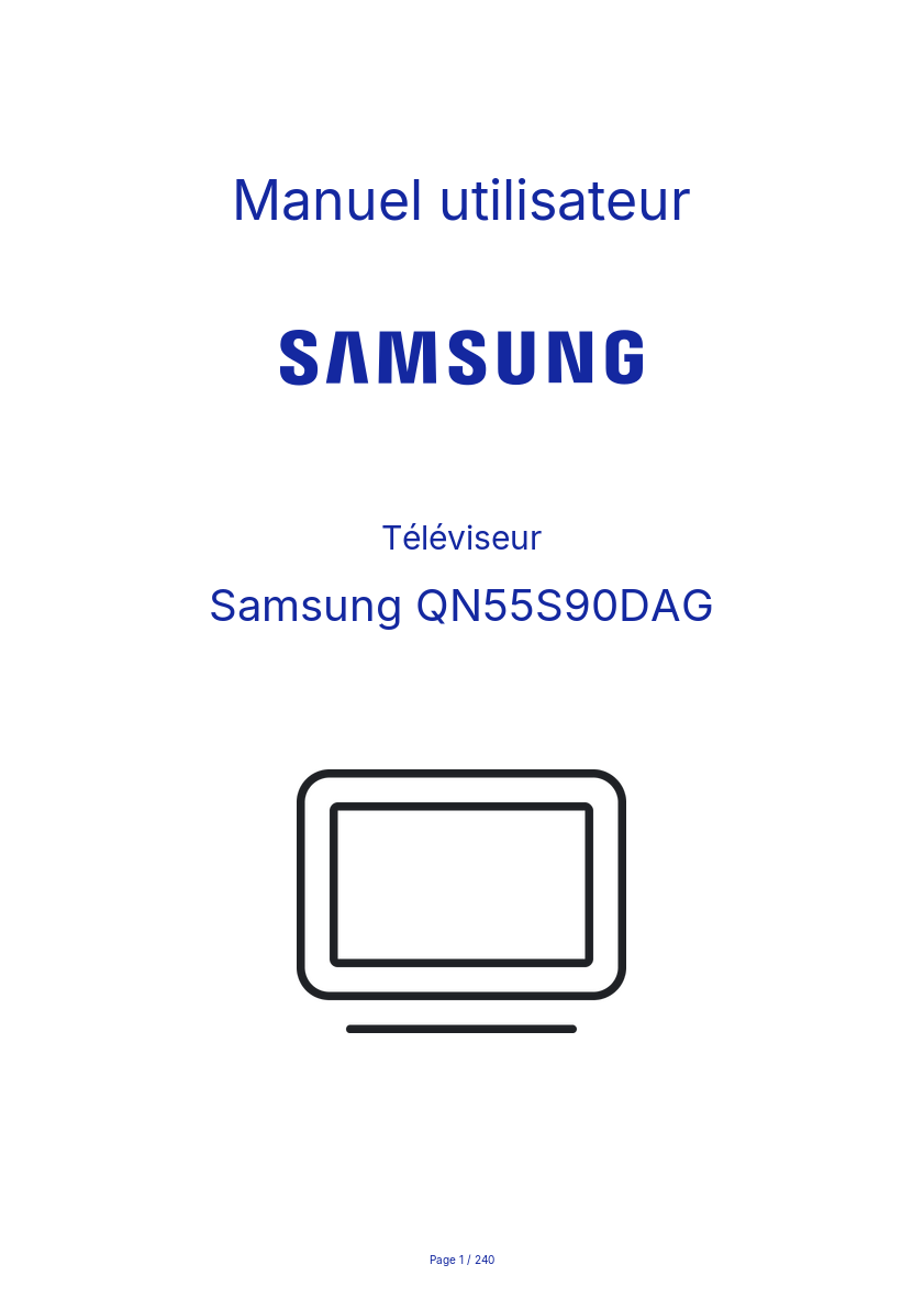 Page 1 de la notice Manuel utilisateur Samsung QN55S90DAG