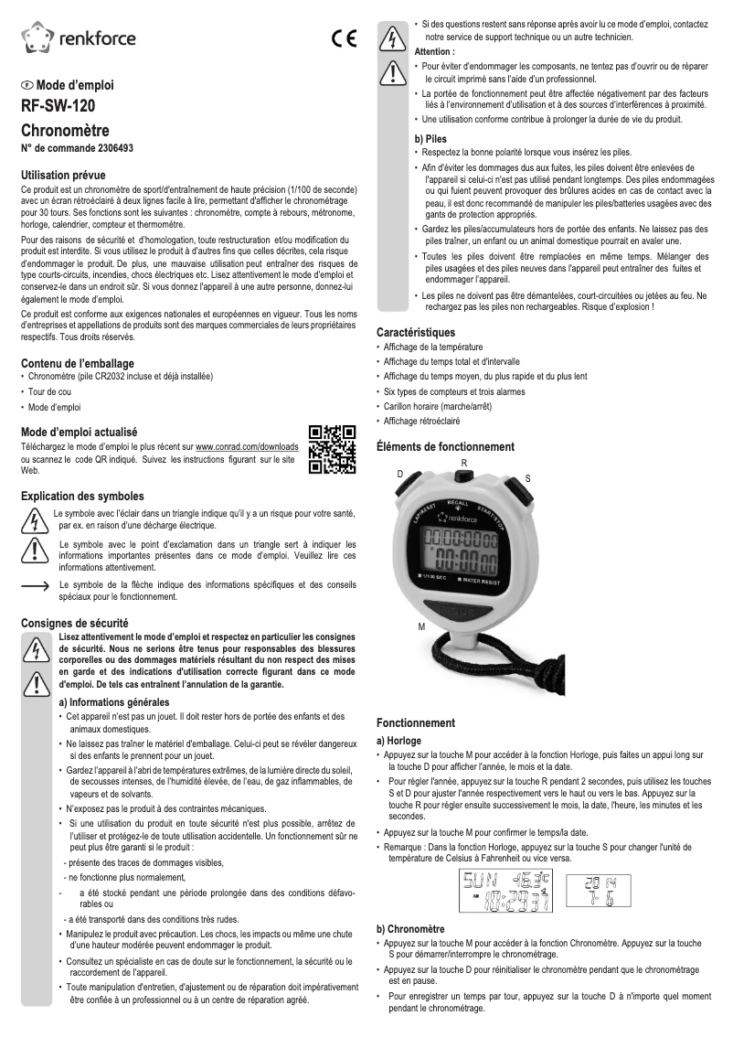 Page 1 de la notice Manuel utilisateur Renkforce RF-SW-120