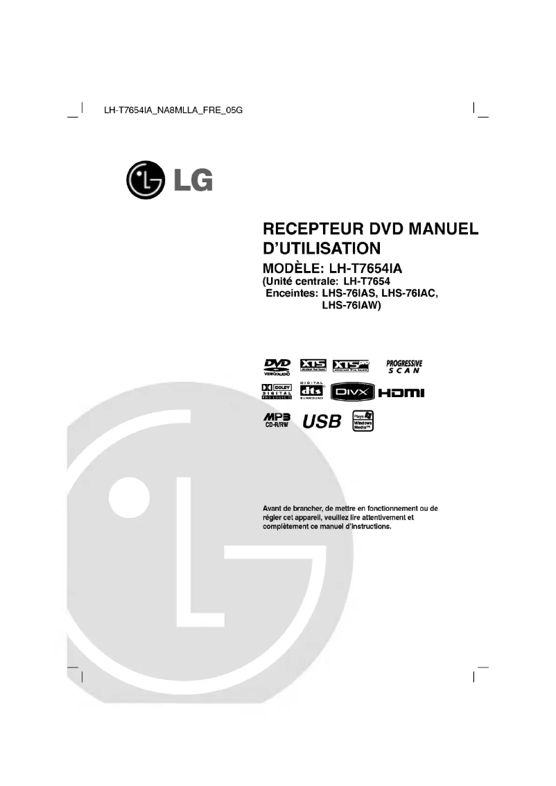 Image de la première page du manuel de l'appareil LH-T7654IA