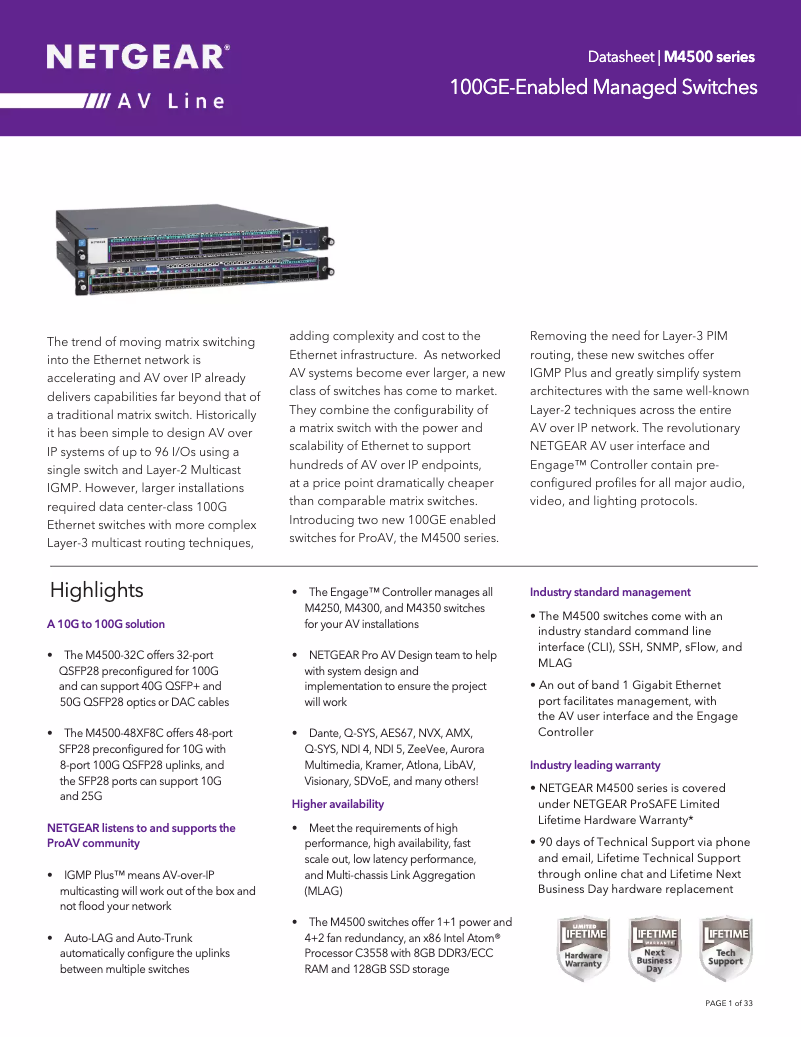 Page n°1 - Fiche technique Netgear ProSafe M4500