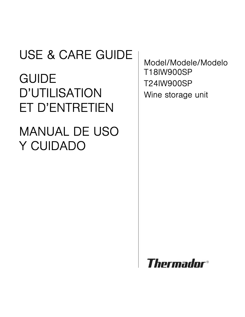 Page 1 de la notice Manuel utilisateur Thermador T18IW900SP