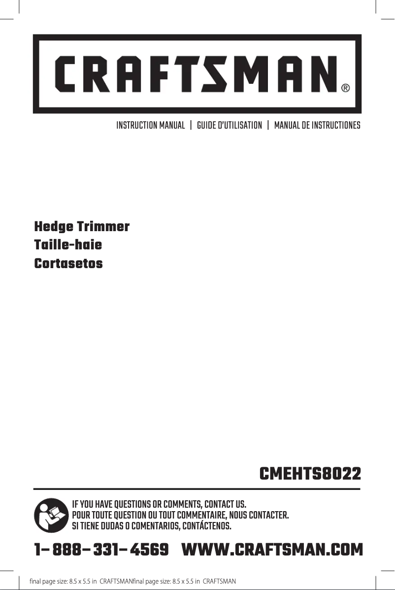 Image de la première page du manuel de l'appareil CMEHTS8022