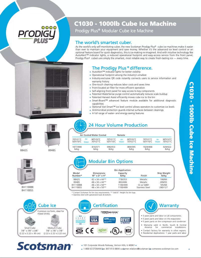 Page 1 of the manual Technical Sheet Scotsman C1030SA-32