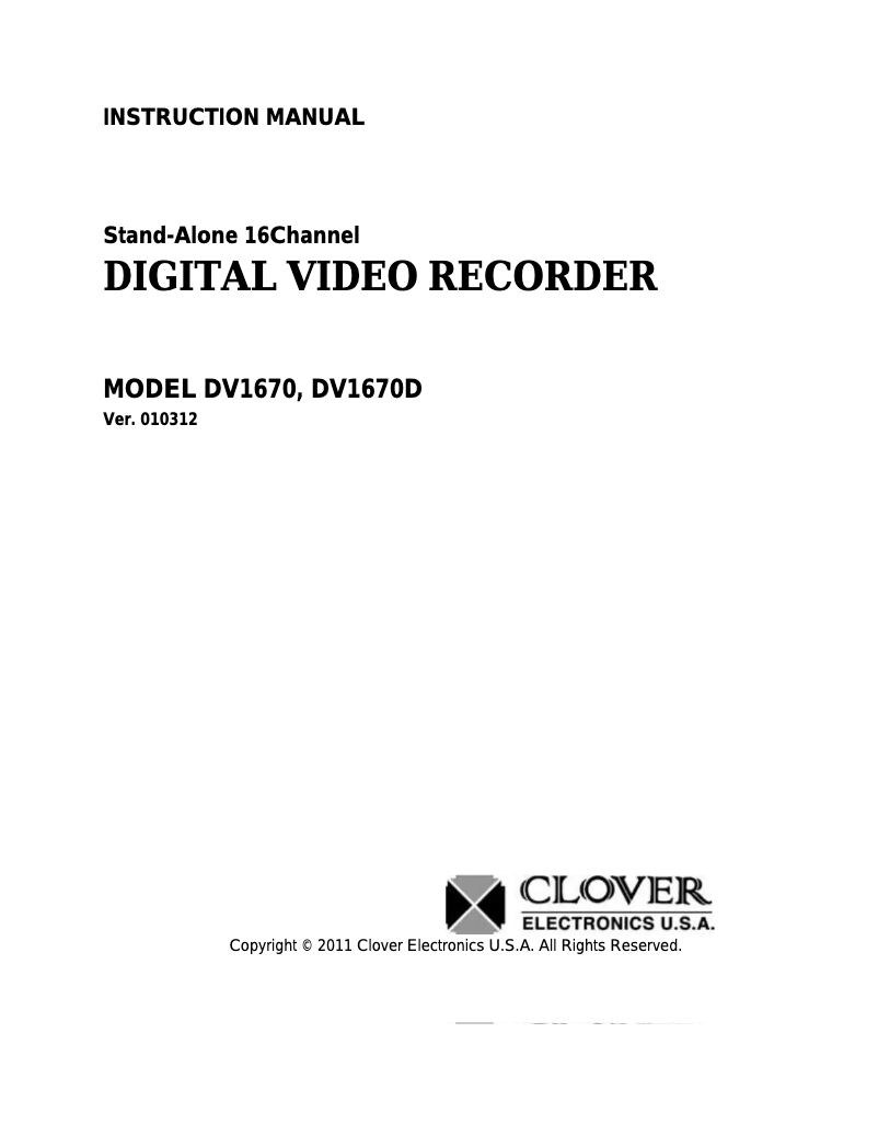 Page 1 de la notice Manuel utilisateur Clover Technologies Group PAC16710