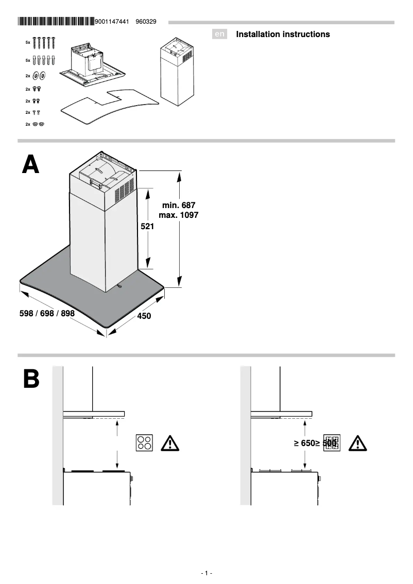 Page 1 de la notice Guide d'installation Bosch DWA06E651