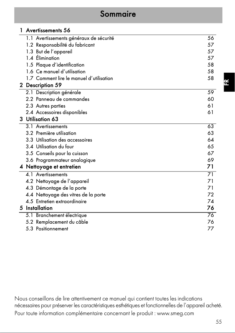Página 1 del manual Manual de usuario Smeg SF501XPZUE