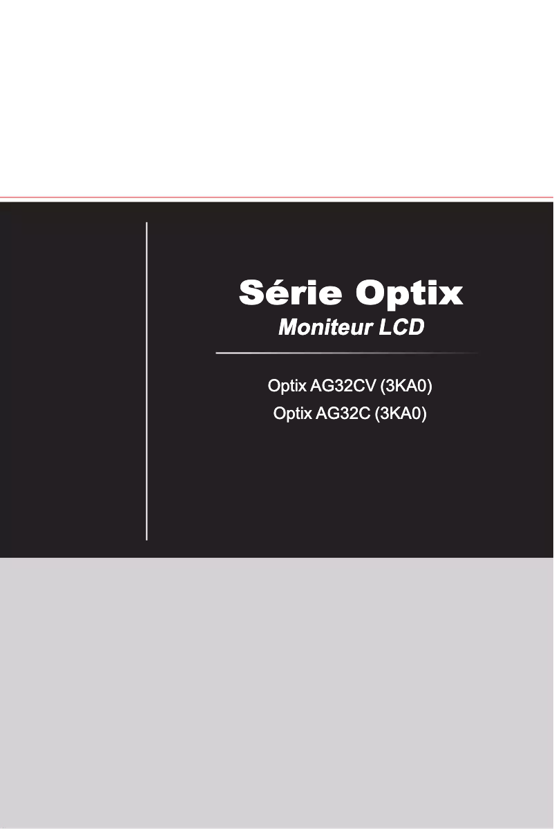 Page 1 de la notice Manuel utilisateur MSI Optix AG32C