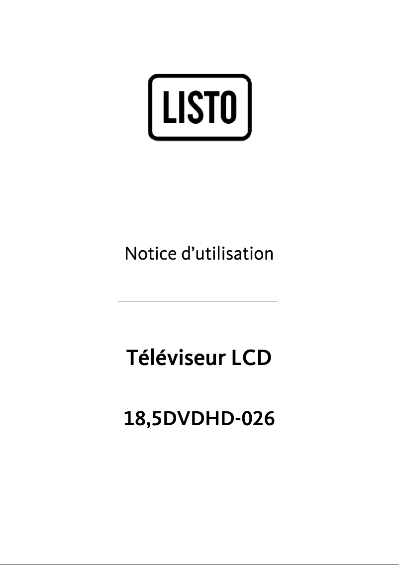 Page 1 de la notice Manuel utilisateur Listo DVDHD-026