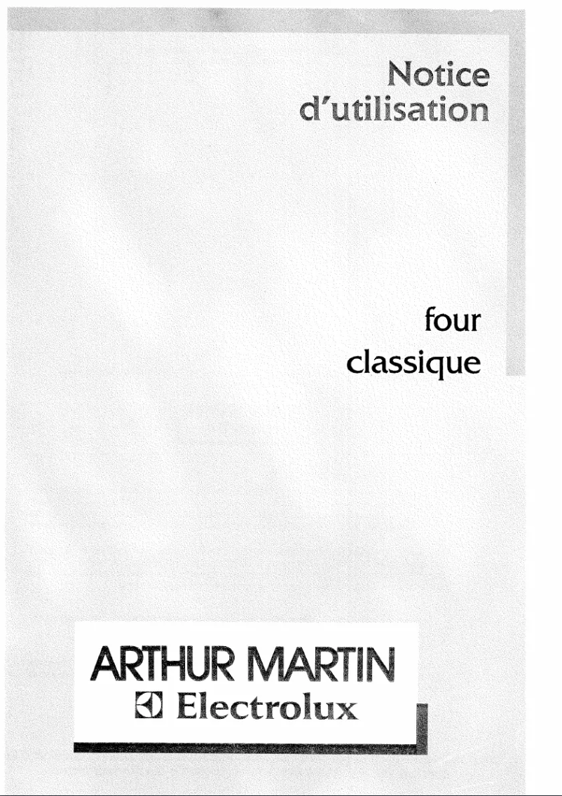 Page n°1 - Manuel utilisateur Arthur Martin-Electrolux AOB 200 B1