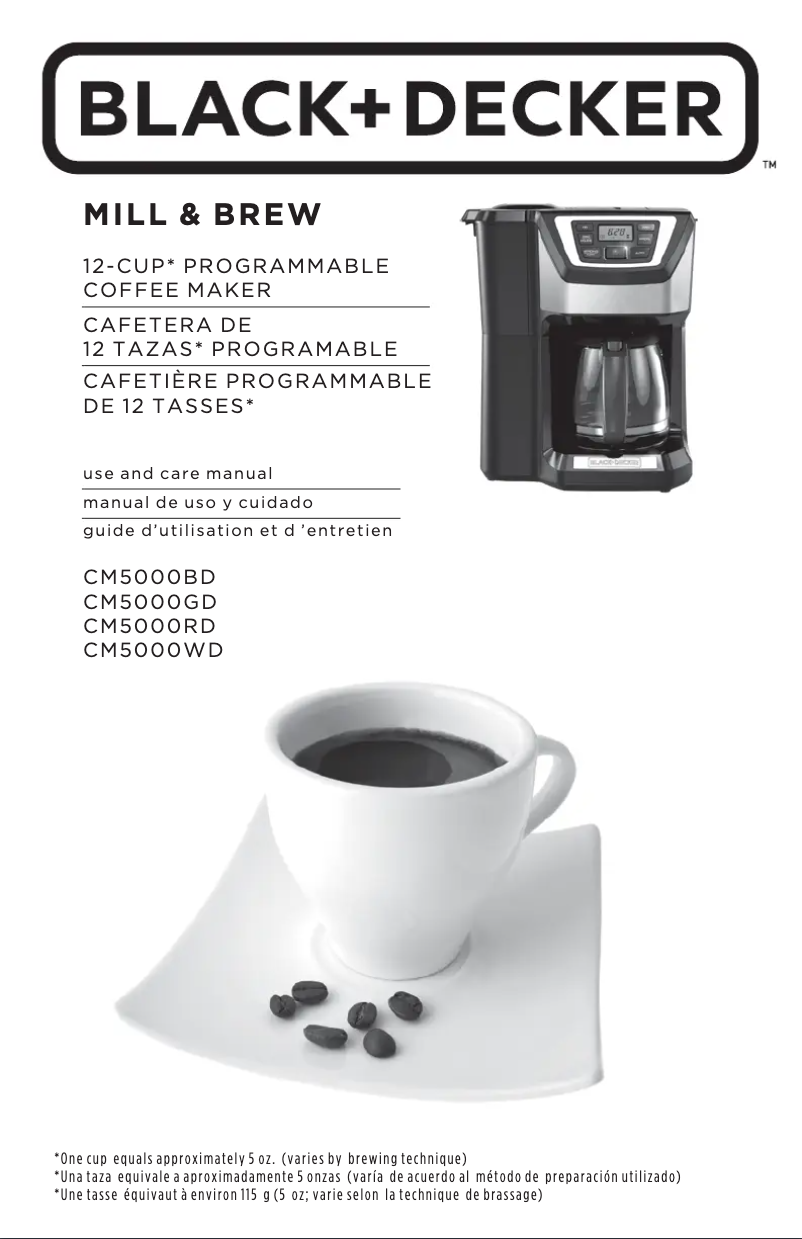 Page 1 de la notice Manuel utilisateur Black & Decker Mill & Brew CM5000BD