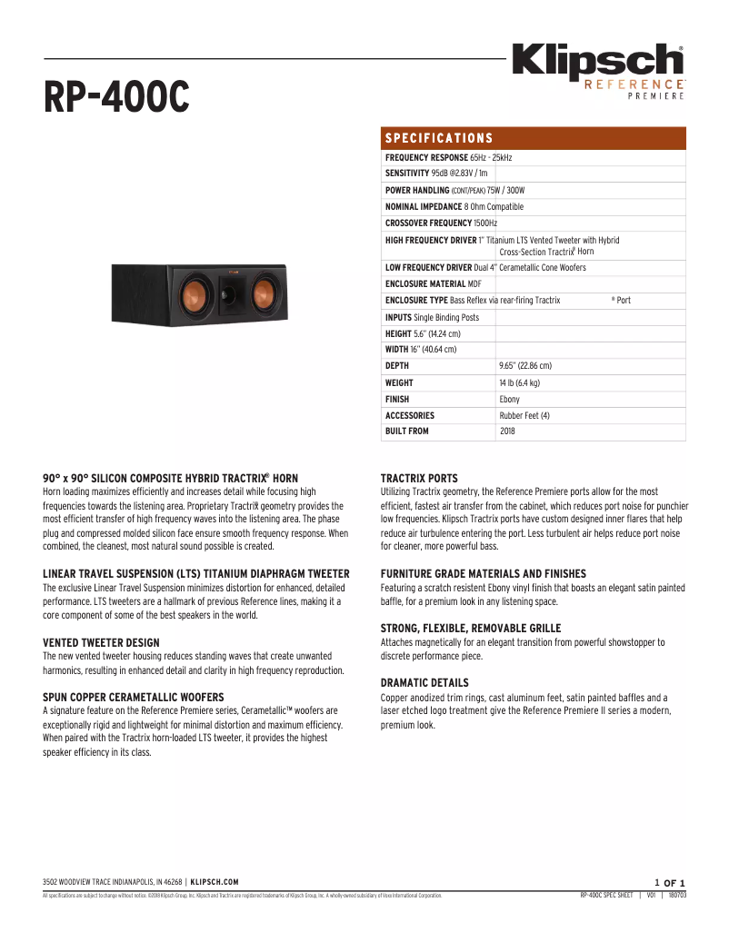 Image de la première page du manuel de l'appareil Reference Premiere RP-400C