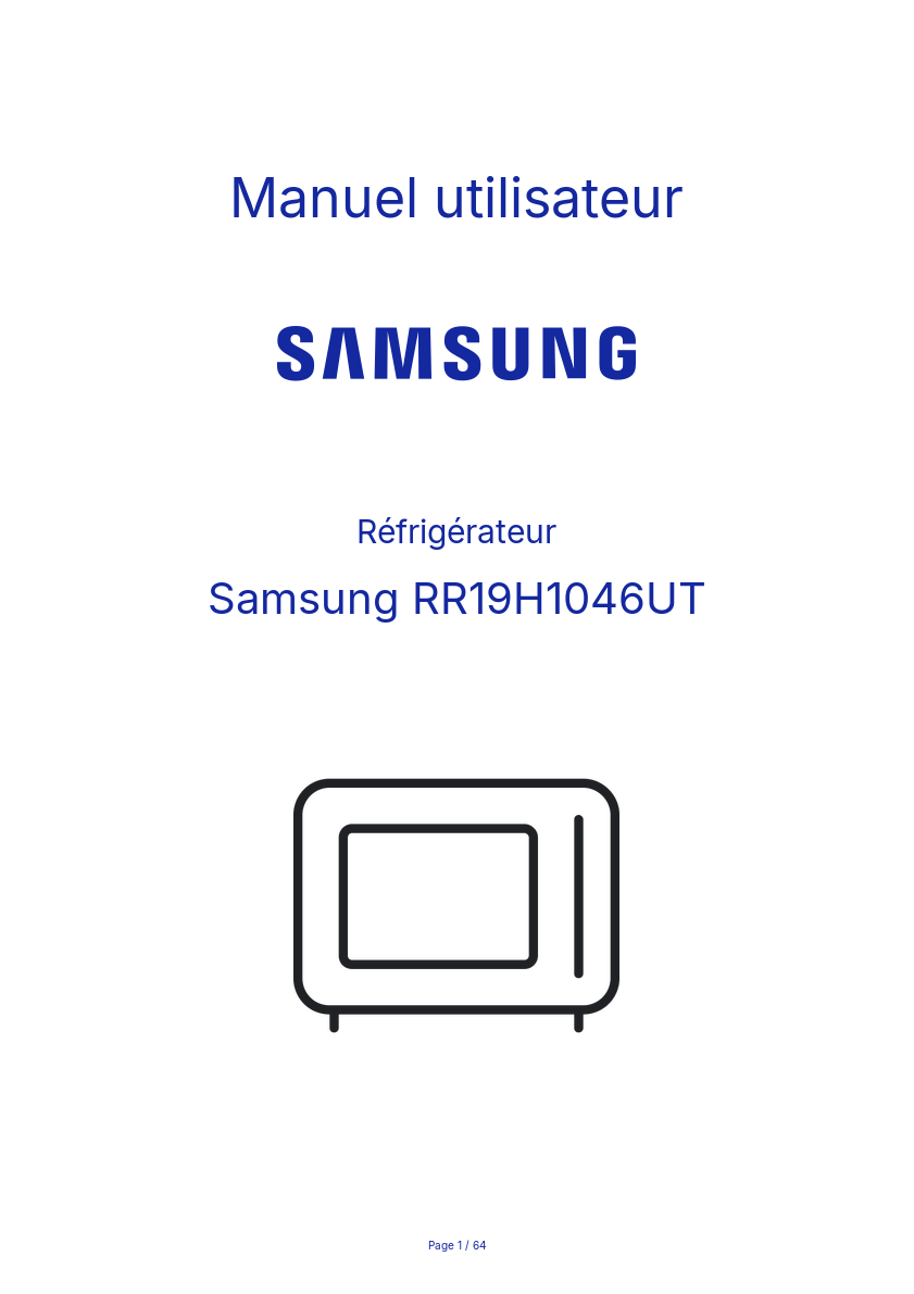 Page n°1 - Manuel utilisateur Samsung RR19H1046UT