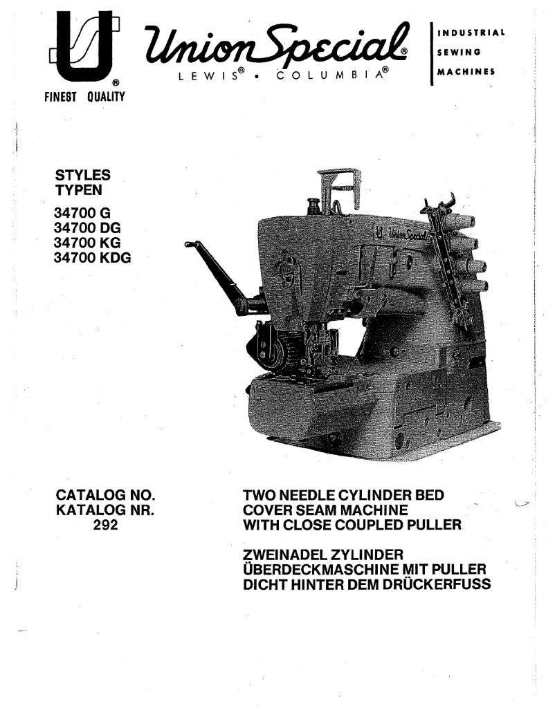 Page 1 de la notice Manuel utilisateur Union Special 34700KDG