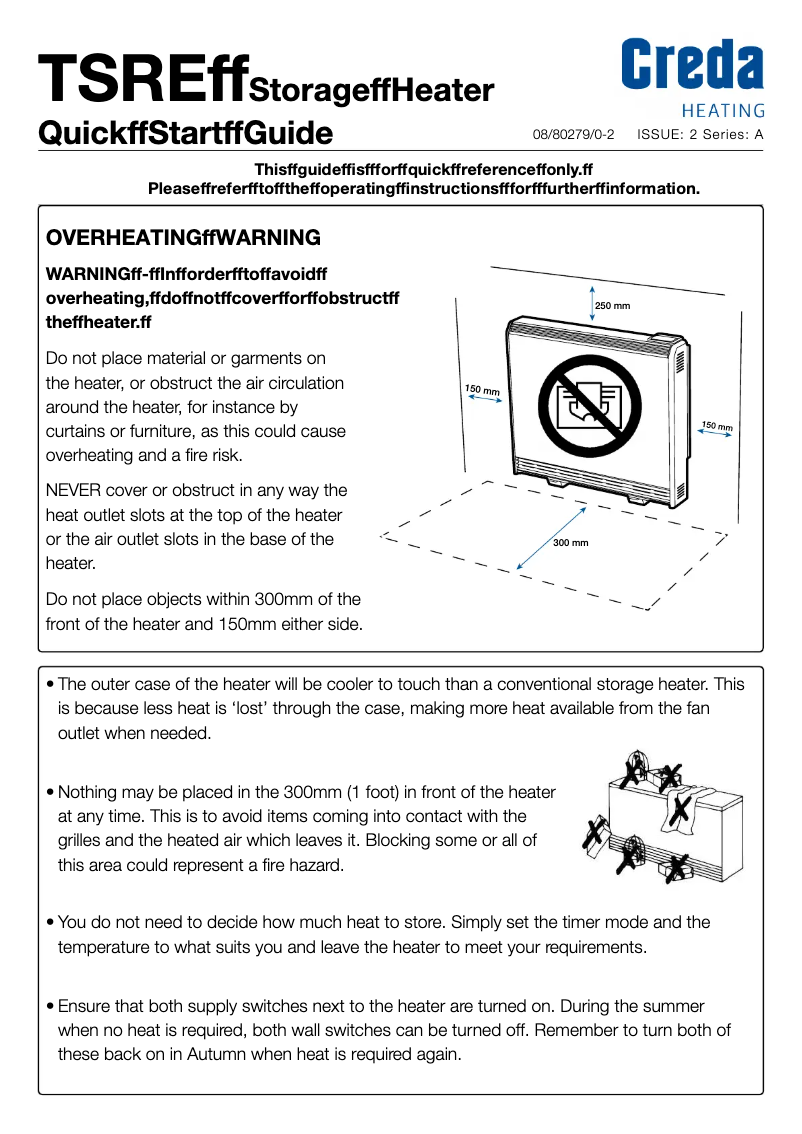 Page 1 of the manual Quick Start Guide Creda TSRE100