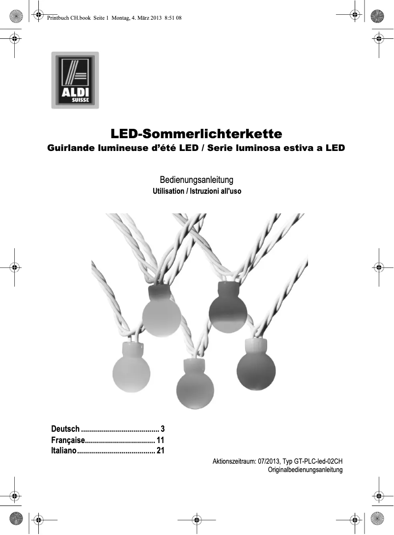 Page 1 de la notice Manuel utilisateur GlobalTronics GT-PLC-led-02