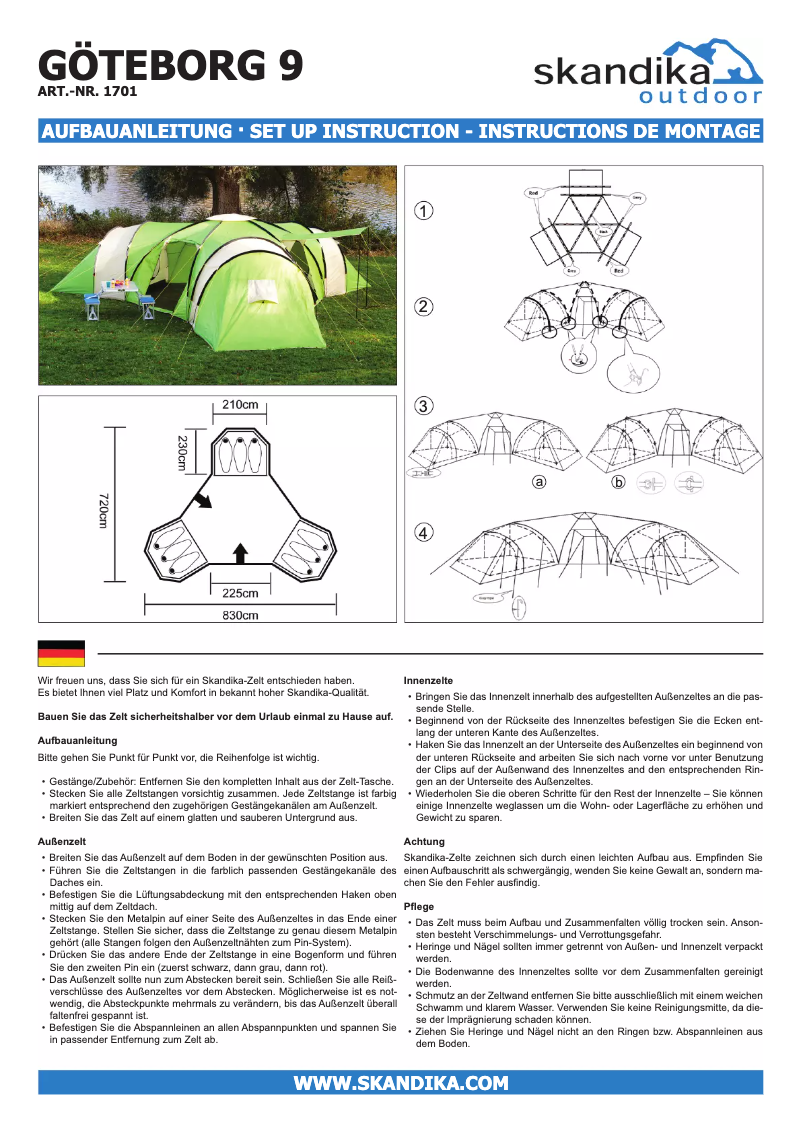 Page n°1 - Manuel utilisateur Skandika Goteborg 9