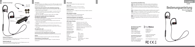 Page 1 de la notice Manuel utilisateur freeVoice FBT150