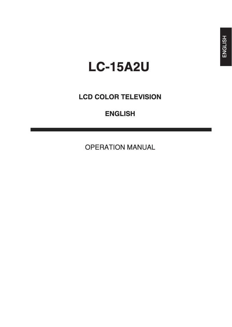 Page n°1 - Manuel utilisateur Sharp LC-15A2U