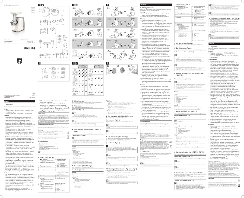 Page 1 de la notice Manuel utilisateur Philips Daily Collection HR2709