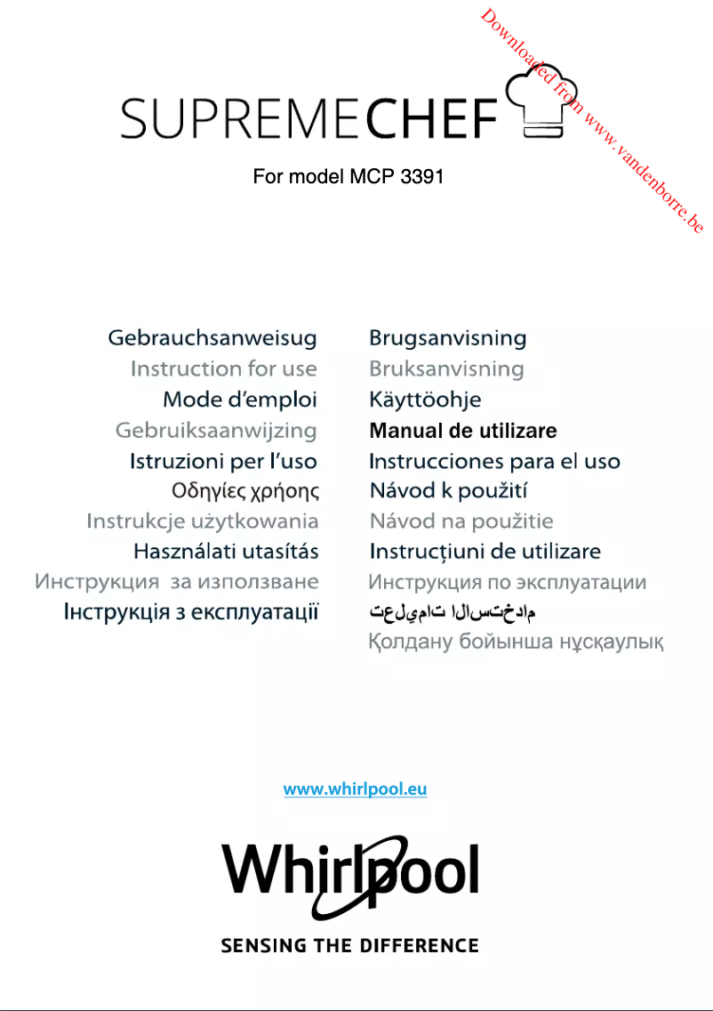 Image de la première page du manuel de l'appareil Supreme Chef MWP 3391