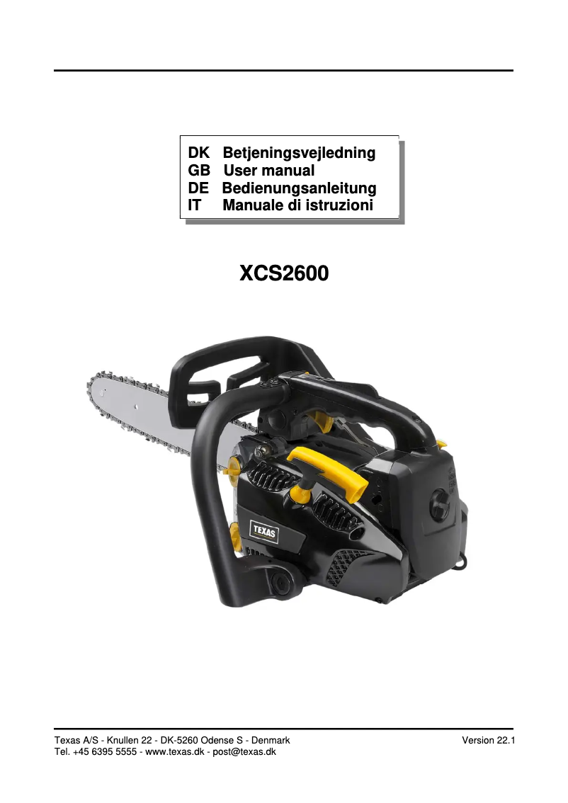 Page n°1 - Manuel utilisateur Texas XCS2600