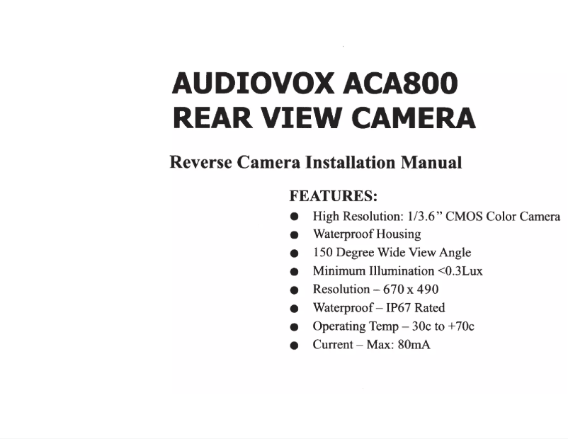 Page 1 de la notice Manuel utilisateur audiovox ACA800