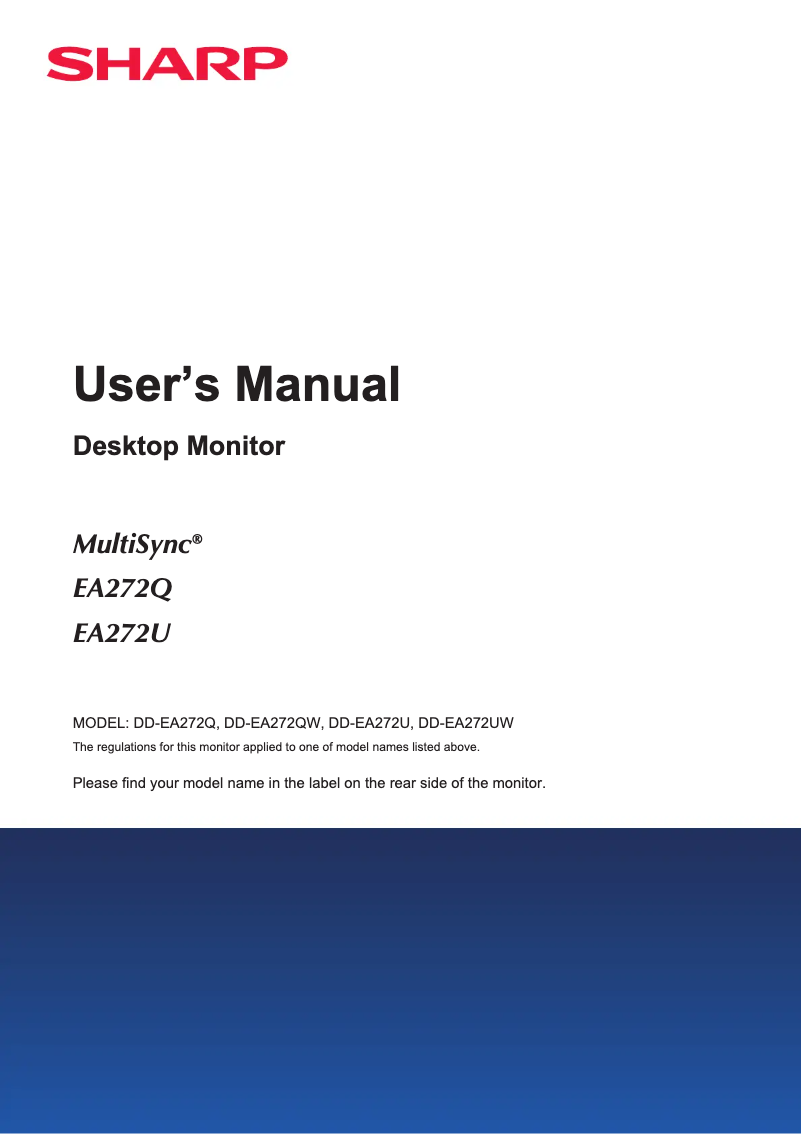 Page 1 de la notice Manuel utilisateur Sharp MultiSync EA272U