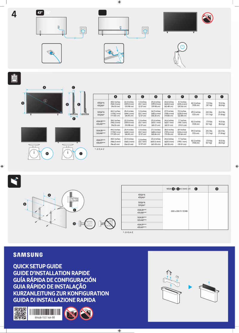 Page 1 de la notice Manuel utilisateur Samsung UA43AU8200K