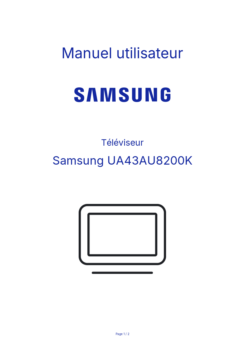 Page n°1 - Manuel utilisateur Samsung UA43AU8200K