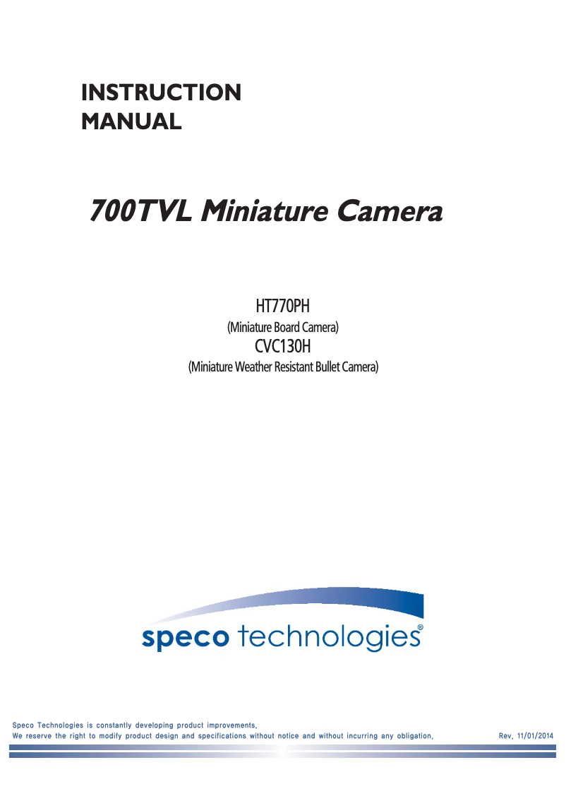 Page 1 de la notice Manuel utilisateur Speco Technologies CVC130H