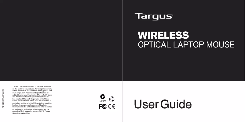 Page 1 de la notice Manuel utilisateur Targus AMW56US