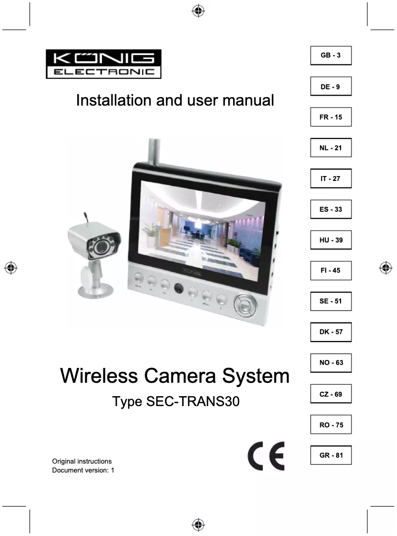 Page 1 de la notice Manuel utilisateur Konig SEC-TRANS30
