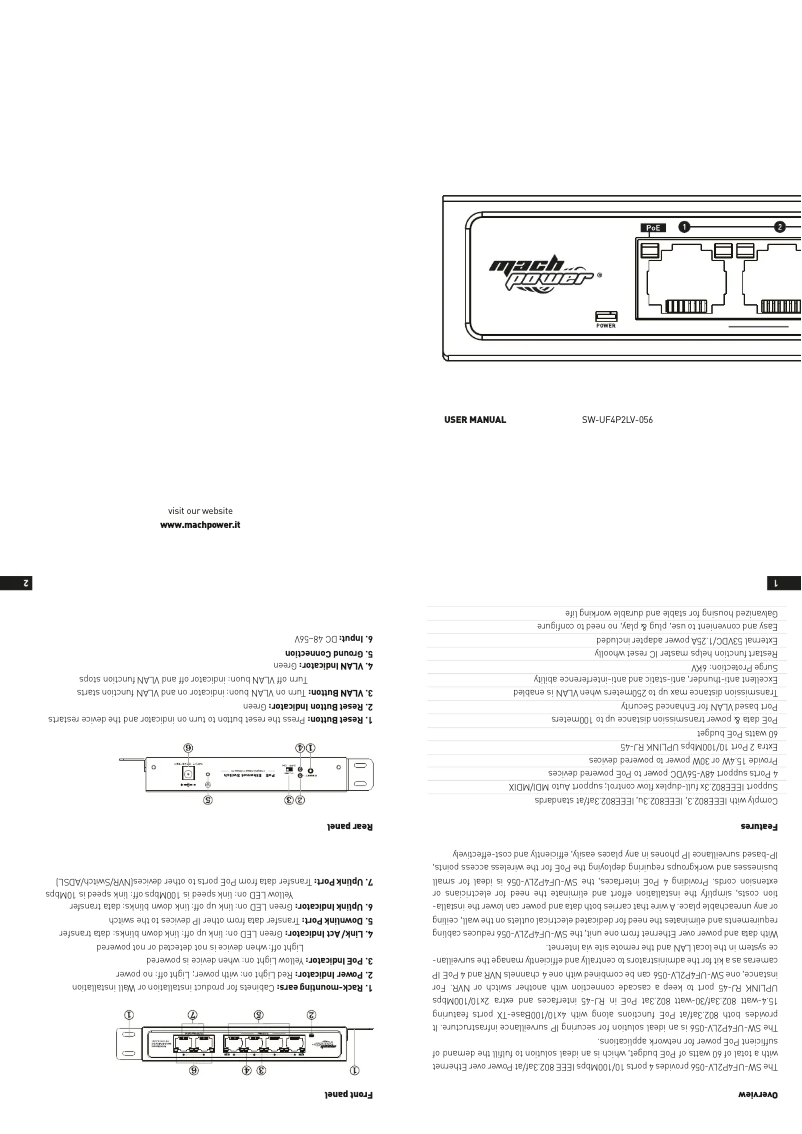 Image de la première page du manuel de l'appareil SW-UF4P2LV-056