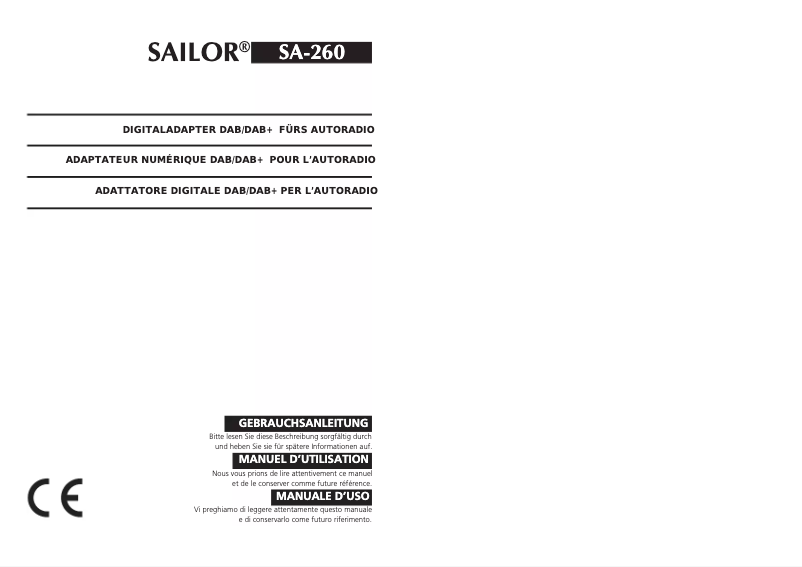 Page 1 de la notice Manuel utilisateur Sailor SA-260