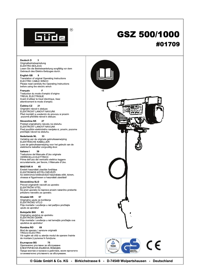 Page n°1 - Manuel utilisateur Güde GSZ 500/1000
