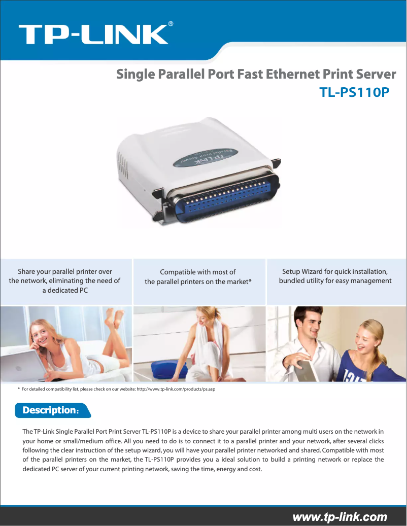 Image de la première page du manuel de l'appareil TL-PS110P